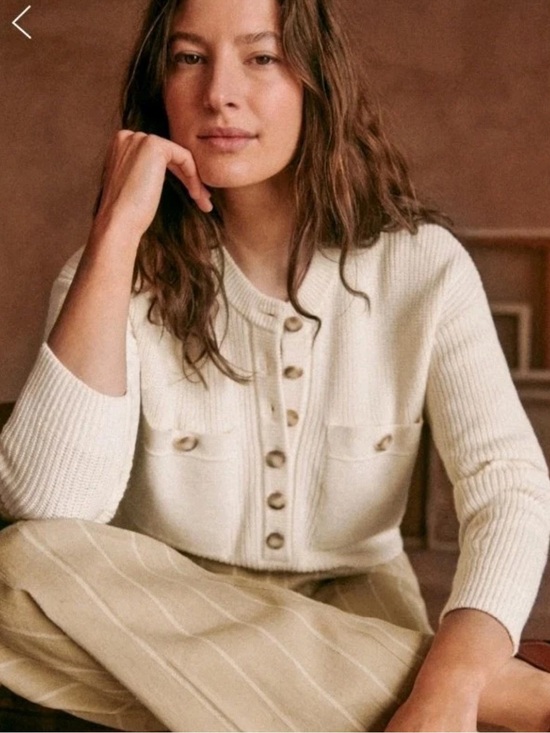 Sezane Sweaters - Sezane Eloi jumper cream crop merino wool sweater women’s XS